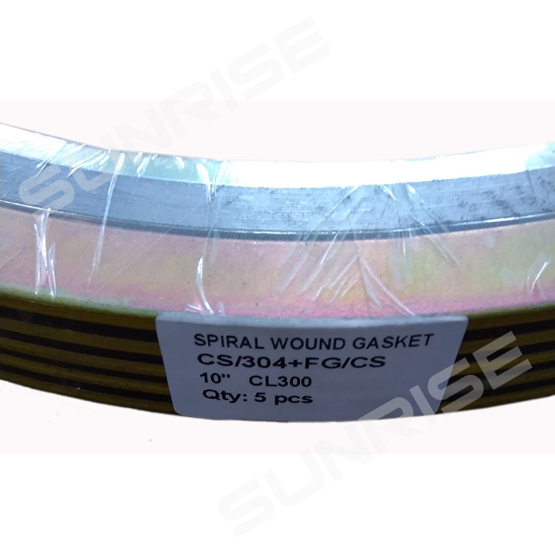 Spiral Wound Gasket, 10Inch CL300, CS Outer Ring, SS304 Inner Ring + Graphite, Standard ASME B16.20