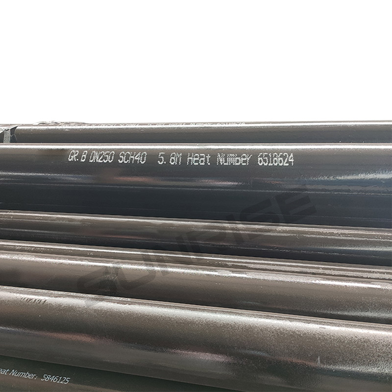 ASTM A106 GR.B Seamless Pipe, Carbon Steel, DN250, Wall thickness SCH40, Length 6m, Standard:ANSI B36.10