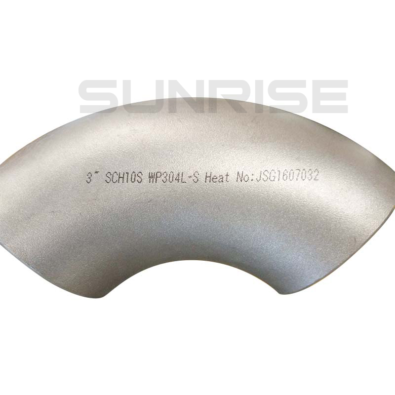 ASTM A403 WP304L Elbow 90 Deg LR, Size 3 Inch, Wall Thickness : Schedule 10S, Butt Weld End, Black Painting Surface Treatment,Standard ASME B16.9