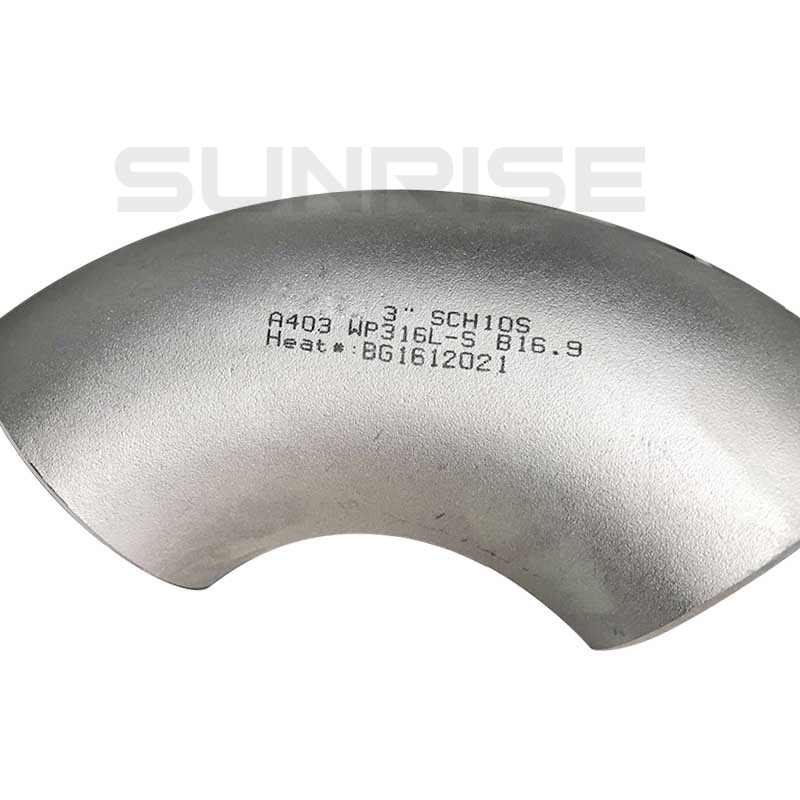 ASTM A403 WP316L Elbow 90 Deg LR, Size 3 Inch, Wall Thickness : Schedule 10S, Butt Weld End, Black Painting Surface Treatment,Standard ASME B16.9