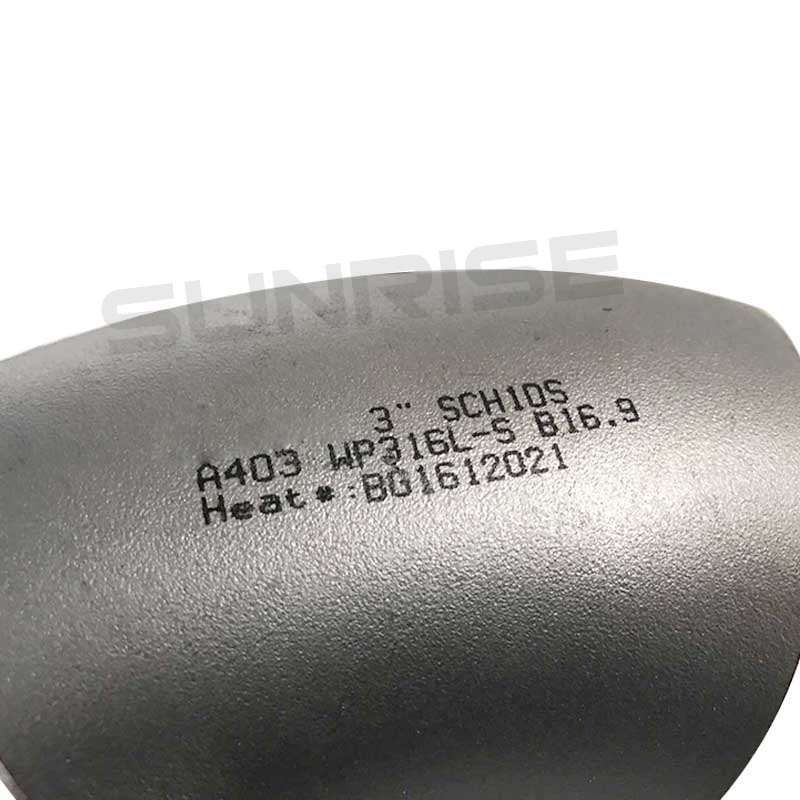 ASTM A403 WP316L Elbow 90 Deg LR, Size 3 Inch, Wall Thickness : Schedule 10S, Butt Weld End, Black Painting Surface Treatment,Standard ASME B16.9