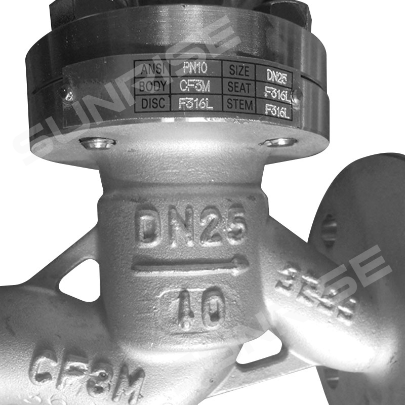 Globe Valve DN25 PN10, Flange RF End , Body A351 CF3M; Trim :A182 F316L, API 600&BS1873