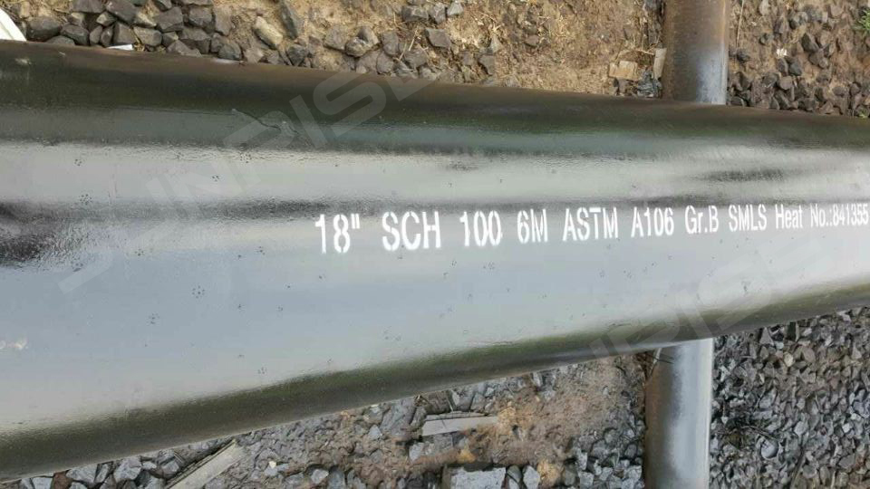 ASTM A106 GR.B SEAMLESS PIPE, O.D 18in Wall thickness SCH 100, Length 6m, Standard:ANSI B36.10