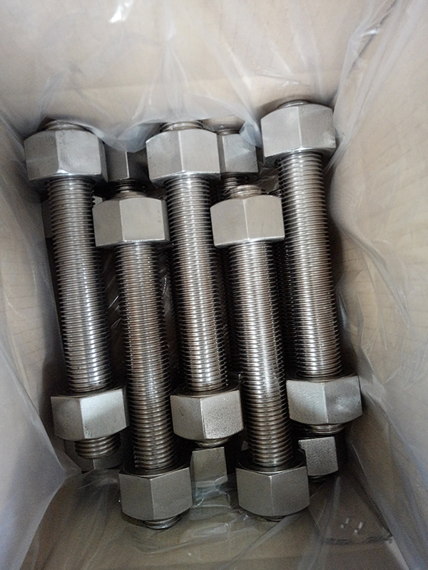 Stud Bolt 2” x 90mm with 2 Heavy Nuts ASTM A193 B8M /A194 8M and 2 washer ASME B18.31.2