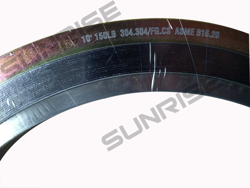 Standard Spiral Wound Gasket, Size 10 inch, Pressure: CL150; Carbon Steel Out Ring and SS304 Inner Ring with Graphite; RF Flange, ASME B16.20
