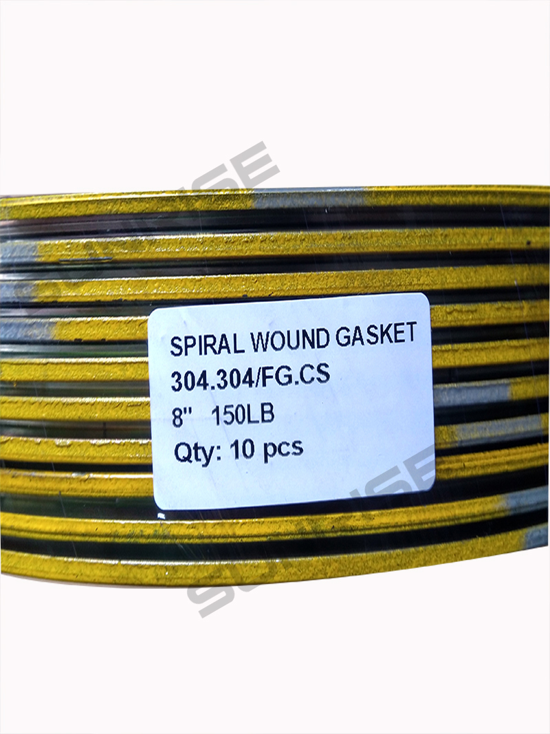 Standard Spiral Wound Gasket, Size 8 inch, Pressure: CL150; Carbon Steel Out Ring and SS304 Inner Ring with Graphite; RF Flange, ASME B16.20