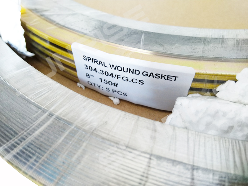 Spiral Wound Gasket, 8Inch CL150, CS Outer Ring, SS304 Inner Ring + Graphite, Standard ASME B16.20
