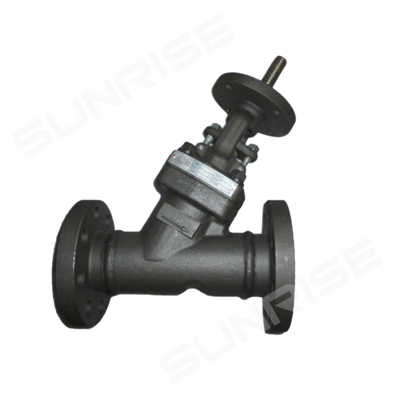 Y-Globe valve 2” ANSI 300 RF Flange End. Body material: ASTM A105, trim S.S. 316 + stellite