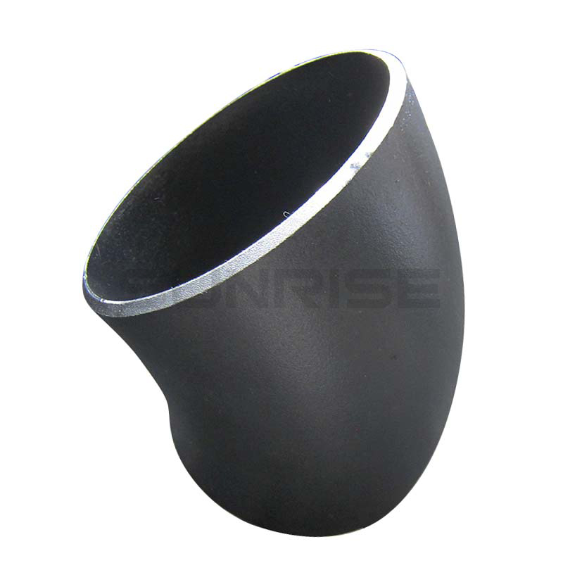 ASTM A234 WPB Elbow 45 Deg SR, Size 16 Inch, Wall Thickness : Schedule 40, Butt Weld End, Black Painting Surface Treatment,Standard ASME B16.9
