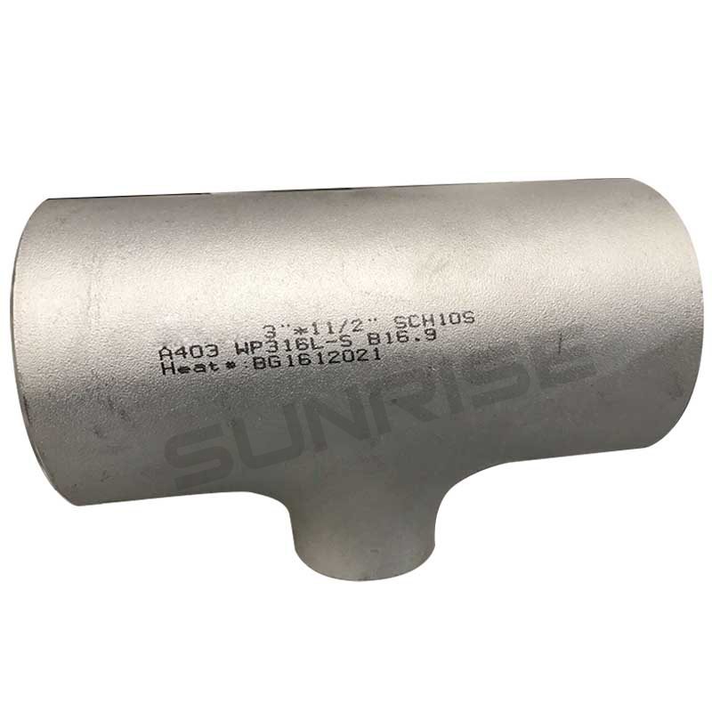 Equal Tee , Size 3 x 1 1/2 Inch, Wall Thickness: Schedule 10S, Butt Weld End, ASTM A234 WPB, Black Painting Surface Treatment,Standard ASME B16.9