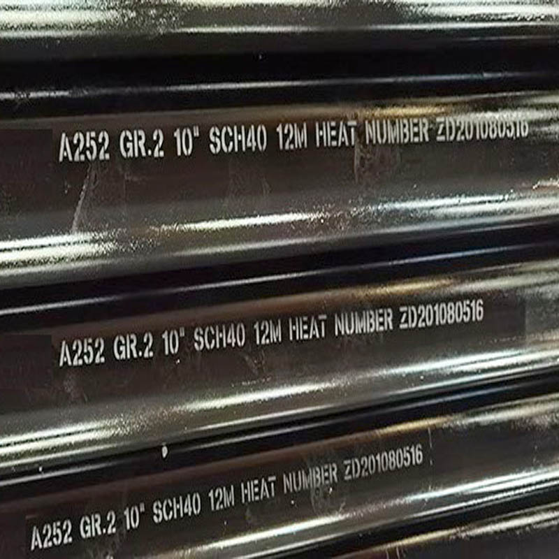 A252 GR 2 Seamless Pipe, Carbon Steel, Size 16inch, Wall thickness: SCH 40, ASTM ASTM A252 GR. 2, Length 12m, Standard: ASTM A252