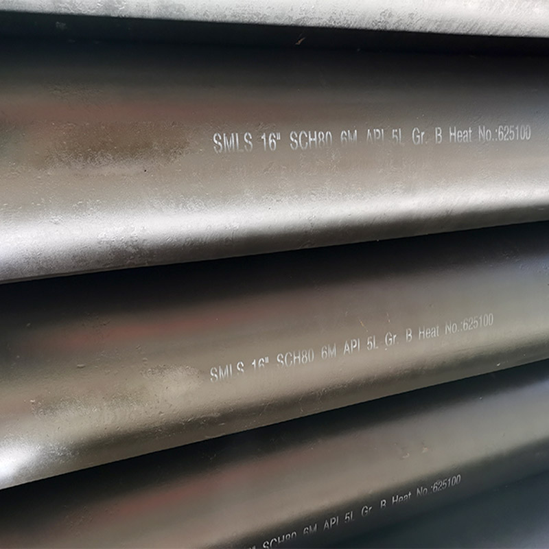 Seamless Pipe, Carbon Steel, Size 16inch, Wall thickness SCH 80, ASTM API 5L GR.B, Length 6m, Standard:ANSI B36.10