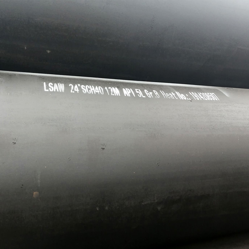 Longitudinally Submerged Arc Welding Carbon Steel Black Pipe, Size 24in ,Wall thickness SCH 40, ASTM API 5L GR.B, Length 12m, Standard:ANSI B36.10