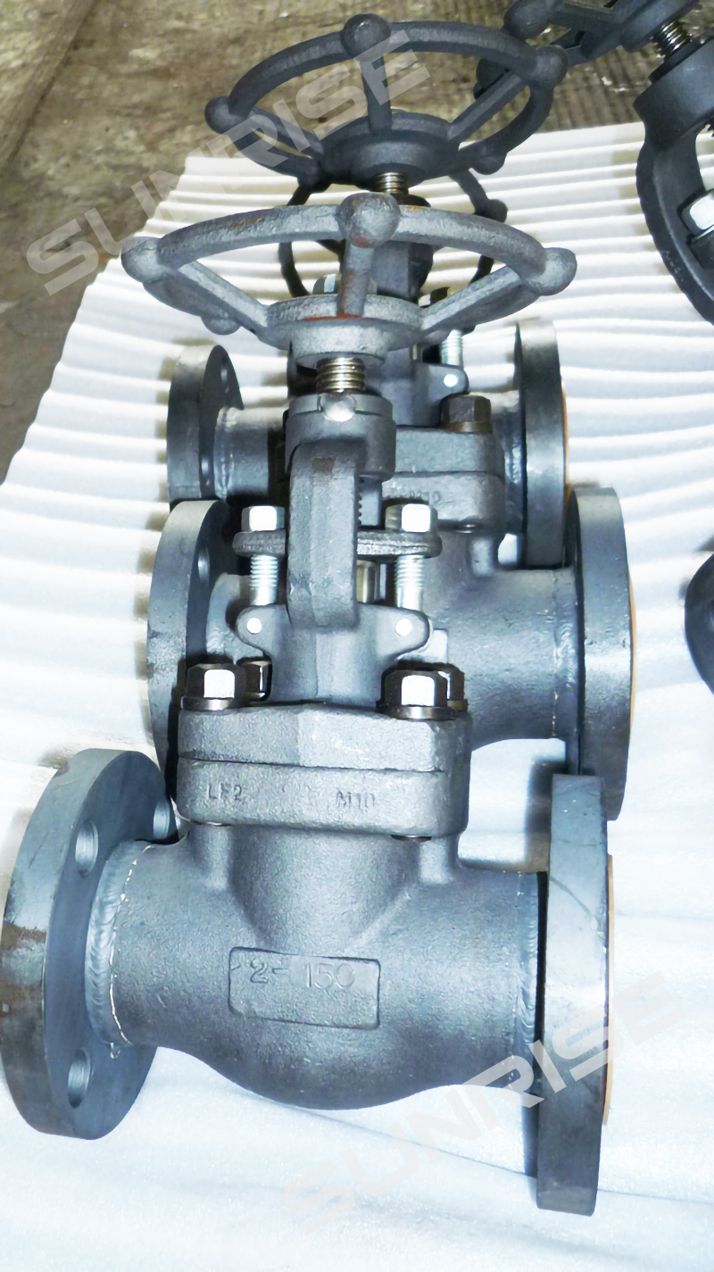 Forged steel Globe Valve, Flange Ends, Bolted Bonnet, Rising Stem, Body material ASTM A350LF2