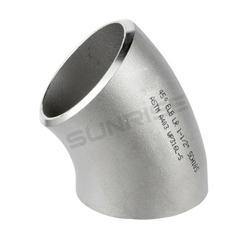 ASTM A403 WP316L Elbow 45 Deg LR, Size 1 1/2 Inch, Wall Thickness : Schedule 10S, Butt Weld End,Standard ASME B16.9