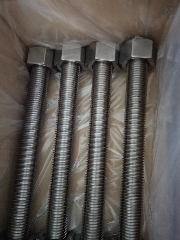 A193 B8 Stud Bolt 1 3/4” x250mm with 2 Heavy Nuts A194 8 and 2 washer ASME B18.31.2