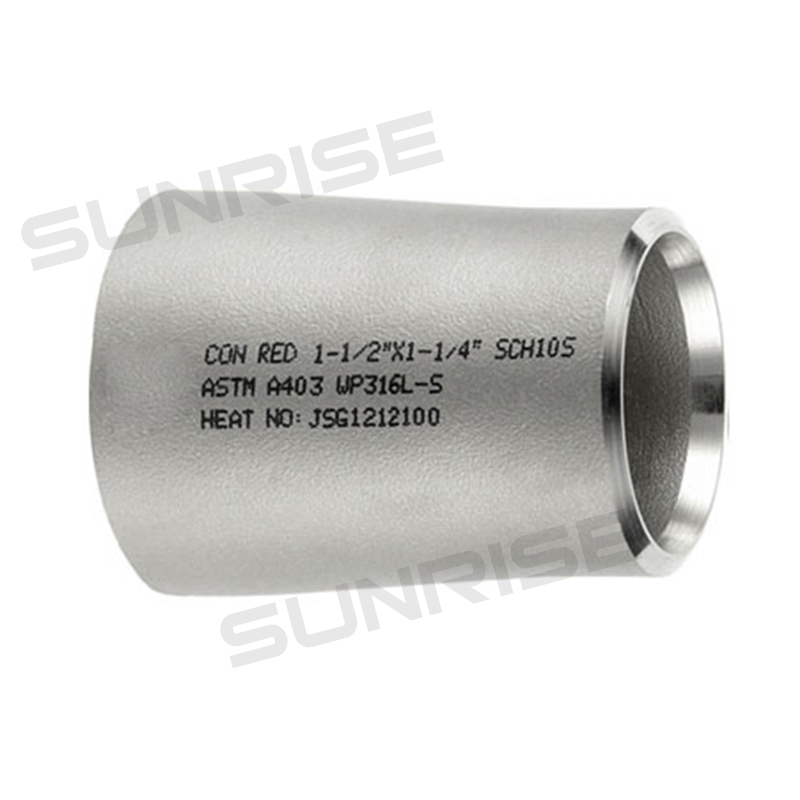 Concentric Reducer, Size 1 1/2” x 1 1/4” Inch, Wall Thickness : Schedule 10S, Butt Weld End, ASTM A403 WP316L ,Standard ASME B16.9