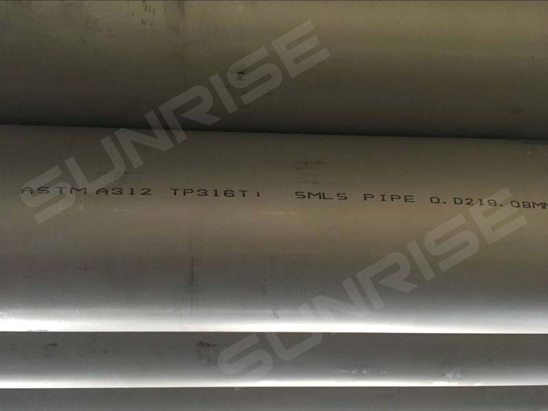 ASTM A316 TI,SEAMLESS STAINLESS STEEL PIPE, O.D 219.mm,Wall thickness SCH40 LENGTH 6M,ASTM A312 TP316Ti
